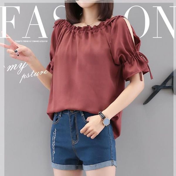 women half sleeve hollow out cold shoulder drawstring loose t-shirt blouse top, White
women half sleeve hollow out cold shoulder drawstring loose t-shirt blouse top, White
