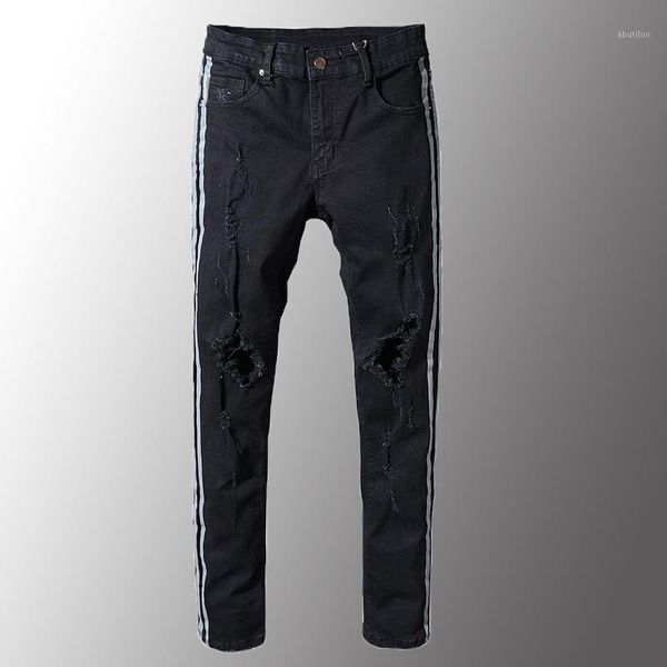 man luxury men slim fit stripe patchwork black stretch denim ripped jeans fashion plus size distressed skinny pants1, Blue
man luxury men slim fit stripe patchwork black stretch denim ripped jeans fashion plus size distressed skinny pants1, Blue
