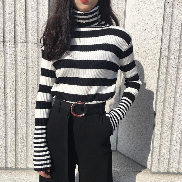 moda feminina umper women's clothing striped turtleneck casual long sleeve sweaters spring fall sweater pullovers pull femme1, White;black
moda feminina umper women's clothing striped turtleneck casual long sleeve sweaters spring fall sweater pullovers pull femme1, White;black