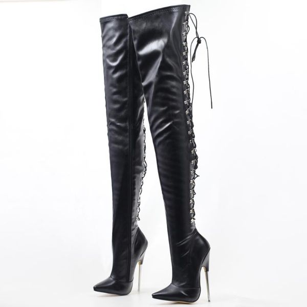 boots women crotch thigh high 18cm super heel pointe toe back cross-tied long shaft custom made, Black
boots women crotch thigh high 18cm super heel pointe toe back cross-tied long shaft custom made, Black