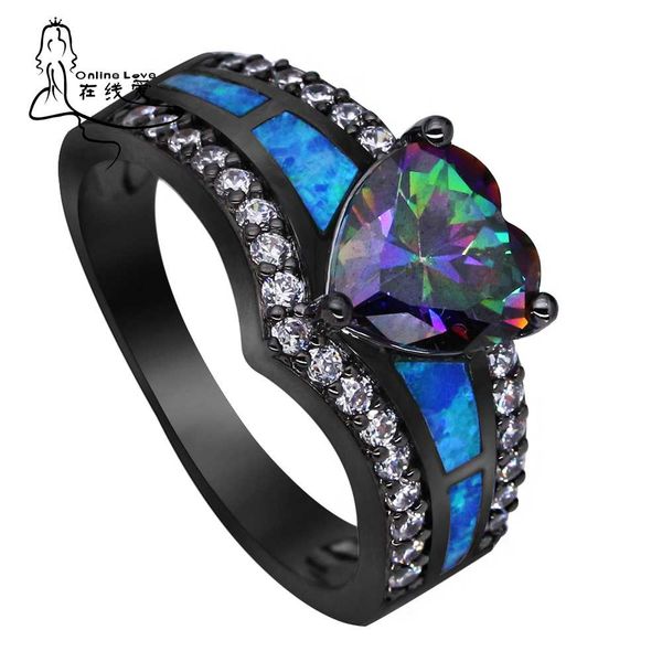 black plated rainbow blue green purple stone blue opal heart rings for women wholesale fashion jewelry cocktail ring gift br090, Silver
black plated rainbow blue green purple stone blue opal heart rings for women wholesale fashion jewelry cocktail ring gift br090, Silver