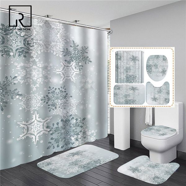 snowflake snowman printed shower curtain set non-slip bathroom mat 4 pcs bathing sets toilet cover rug flannel carpet christmas
snowflake snowman printed shower curtain set non-slip bathroom mat 4 pcs bathing sets toilet cover rug flannel carpet christmas