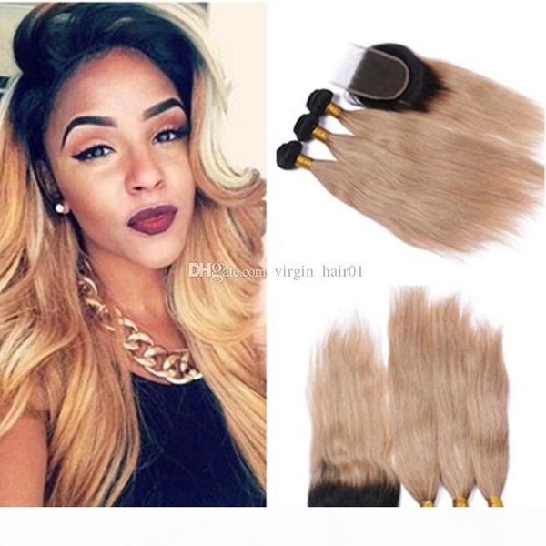 #1b 27 honey blonde straight hair dark roots brown blonde hair bundles with middle three lace closure silk straight hair weaves, Black;brown
#1b 27 honey blonde straight hair dark roots brown blonde hair bundles with middle three lace closure silk straight hair weaves, Black;brown