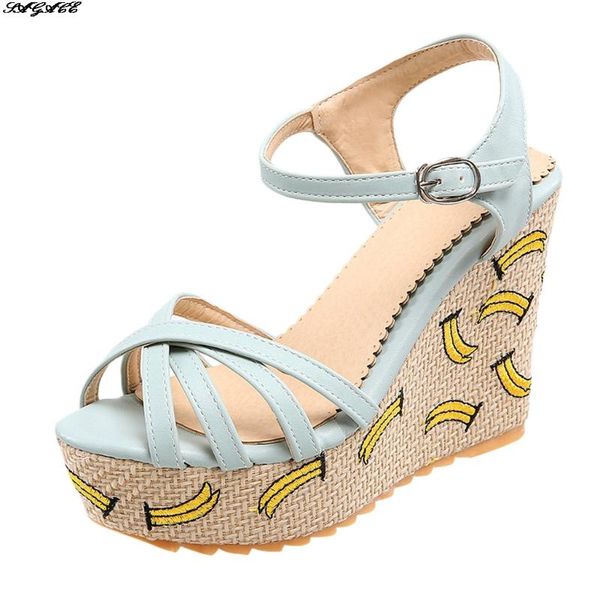 sagsce summer women's open-toe wedge sandals comfortable shoes fashion ladies large size fish mouth with buckle sandals, Black
sagsce summer women's open-toe wedge sandals comfortable shoes fashion ladies large size fish mouth with buckle sandals, Black