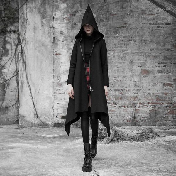 punk rave women's dark loose irregular woolen coat metal zipper sharp angle hat witch halloween stage performance jacket1, Black
punk rave women's dark loose irregular woolen coat metal zipper sharp angle hat witch halloween stage performance jacket1, Black