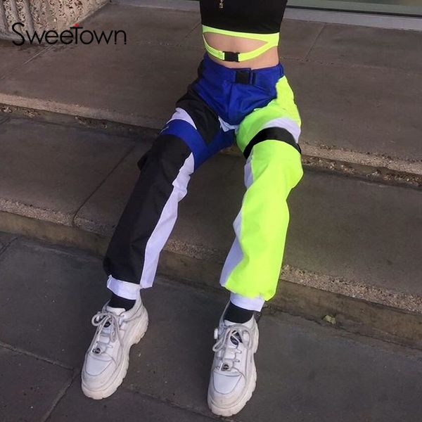sweetown casual neon contrast color patchwork hip hop baggy pants streetwear high waist with buckle womens joggers sweatpants y200418, Black;white
sweetown casual neon contrast color patchwork hip hop baggy pants streetwear high waist with buckle womens joggers sweatpants y200418, Black;white