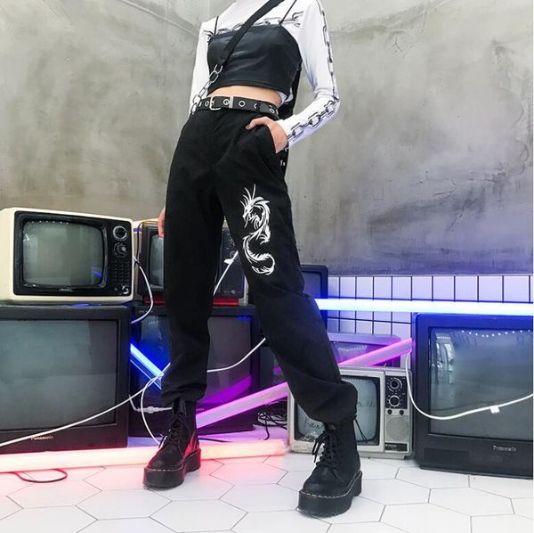 fashion dragon embroidery causal trousers high waist harem pants 201109, Black;white
fashion dragon embroidery causal trousers high waist harem pants 201109, Black;white