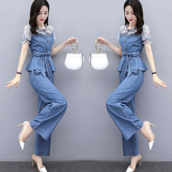 women 2 piece set denim short sleeved shirt wide leg pants outfit trousers suit, Gray
women 2 piece set denim short sleeved shirt wide leg pants outfit trousers suit, Gray