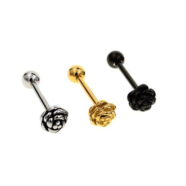 trendy punk gold black silver 14g titanium steel rose flower tongue rings tongue nail barbell ring nipple body piercing jewelry love 4xuel 
trendy punk gold black silver 14g titanium steel rose flower tongue rings tongue nail barbell ring nipple body piercing jewelry love 4xuel