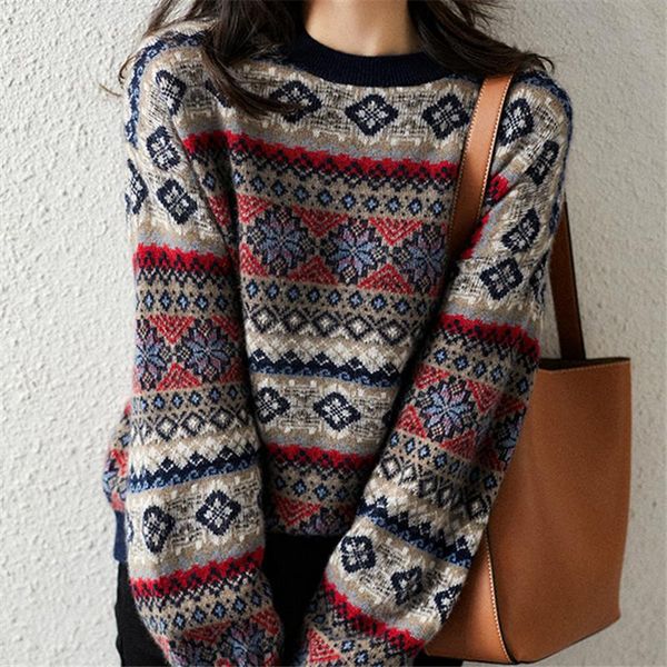 women's sweaters fashionable sweater autumn / winter 2021 cashmere jacquard thickened lazy style knitwear, White;black
women's sweaters fashionable sweater autumn / winter 2021 cashmere jacquard thickened lazy style knitwear, White;black