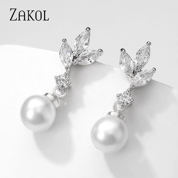 dangle & chandelier zakol elegant wedding engagement jewelry for women gifts classic cubic zirconia pearl earrings fsep2438, Silver
dangle & chandelier zakol elegant wedding engagement jewelry for women gifts classic cubic zirconia pearl earrings fsep2438, Silver