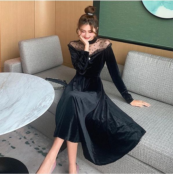 autumn and winter new style royal sister temperament hepburn wind mesh fight reception waist thin and light ripe velvet dress1, Black;gray
autumn and winter new style royal sister temperament hepburn wind mesh fight reception waist thin and light ripe velvet dress1, Black;gray