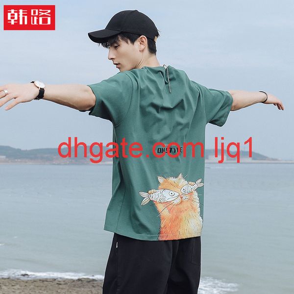 hanluxin men's 2021 spring and summer new cotton short sleeve t-shirt round neck cat print t-shirt, White;black
hanluxin men's 2021 spring and summer new cotton short sleeve t-shirt round neck cat print t-shirt, White;black