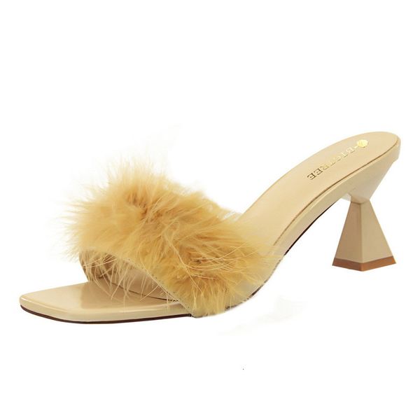 2021 new summer colorful furry skin women's slippers 6.5 in high-heeled sandals with open-foot square toe 7edo, Black
2021 new summer colorful furry skin women's slippers 6.5 in high-heeled sandals with open-foot square toe 7edo, Black