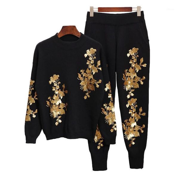 autumn women sequins flowers sweater set long sleeve ladies knit pullover + trousers winter fashion pants female tracksuit1, Gray
autumn women sequins flowers sweater set long sleeve ladies knit pullover + trousers winter fashion pants female tracksuit1, Gray