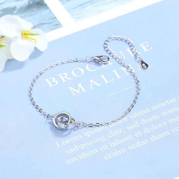 925 sterling silver link chain double circle hollow heart charm bracelet for women wedding party jewelry gifts sl489, Black
925 sterling silver link chain double circle hollow heart charm bracelet for women wedding party jewelry gifts sl489, Black