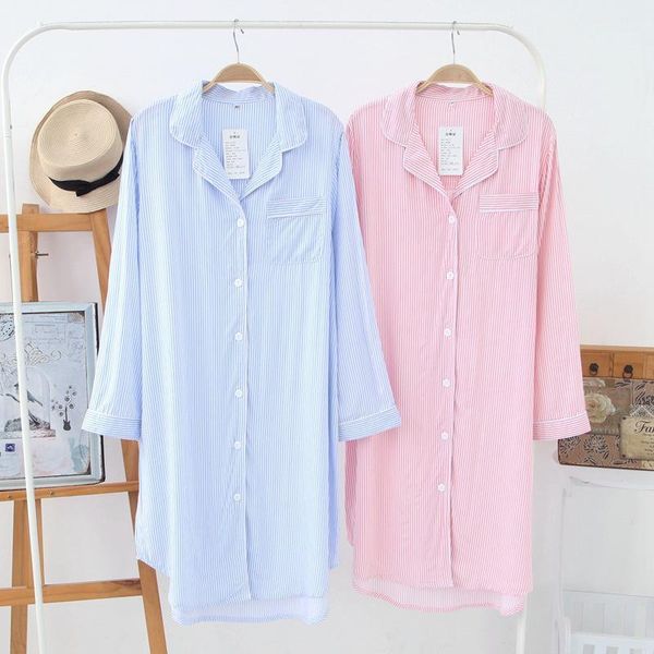 pink blue striped nightgowns women cotton long sleeve loose female sleepwear summer homewear nightdress womens fashion y50431, Black;red
pink blue striped nightgowns women cotton long sleeve loose female sleepwear summer homewear nightdress womens fashion y50431, Black;red