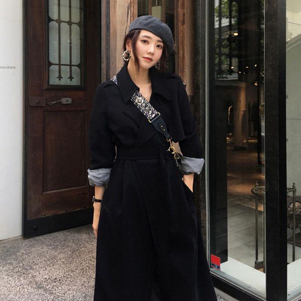 women's trench coats spring autumn over the knee cotton female coat mid length pure women windbreaker belt straight suit collar ropa mu, Tan;black
women's trench coats spring autumn over the knee cotton female coat mid length pure women windbreaker belt straight suit collar ropa mu, Tan;black