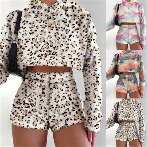 women tie-dye flannel sets fashion trend long sleeve hooded short shorts plush suits designer female winter new casual loose tracksuits, Gray
women tie-dye flannel sets fashion trend long sleeve hooded short shorts plush suits designer female winter new casual loose tracksuits, Gray
