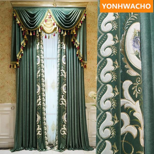 custom curtains luxury living room thick french flannel embroidery velvet green cloth blackout curtain tulle valance drape b236
custom curtains luxury living room thick french flannel embroidery velvet green cloth blackout curtain tulle valance drape b236