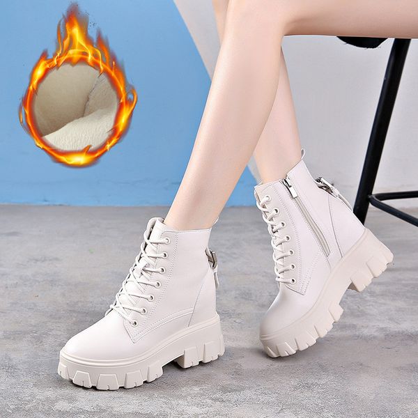new genuine 2021 leather chunky women's shoes autumn winter thick bottom more velvet short boots british style boot ly2c, Black
new genuine 2021 leather chunky women's shoes autumn winter thick bottom more velvet short boots british style boot ly2c, Black