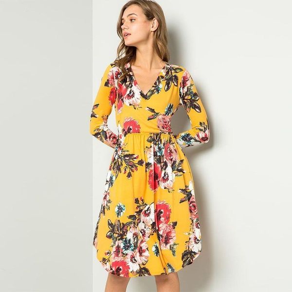 2020 spring and summer new v-neck midi-skirt long-sleeved floral printed dress european and american women's dress1, Black;gray
2020 spring and summer new v-neck midi-skirt long-sleeved floral printed dress european and american women's dress1, Black;gray