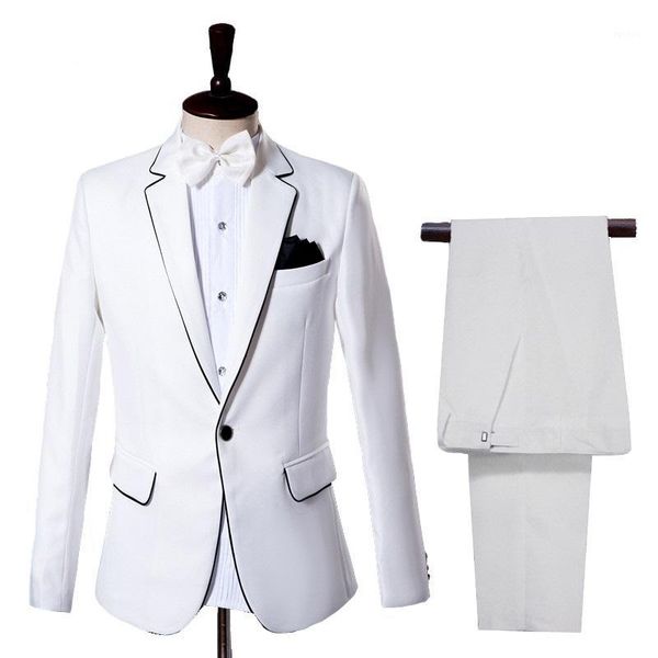2019 white men's slim fit business suit men elegant casual fashion suit men wedding tuxedo gentleman jacket pants costume1, White;black 
2019 white men's slim fit business suit men elegant casual fashion suit men wedding tuxedo gentleman jacket pants costume1, White;black