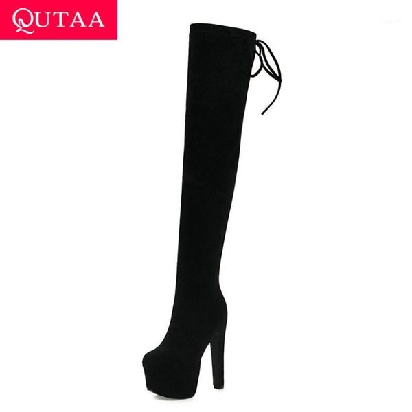 boots qutaa 2021 square super high heel over the knee round toe platform thigh flock lace up winter shoes size 34-431, Black
boots qutaa 2021 square super high heel over the knee round toe platform thigh flock lace up winter shoes size 34-431, Black