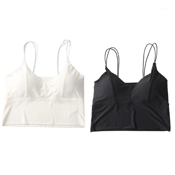 women summer ice silk double strappy bralette wirepadded camis tube wrapped chest v-neck underwear vest1, Black;white
women summer ice silk double strappy bralette wirepadded camis tube wrapped chest v-neck underwear vest1, Black;white
