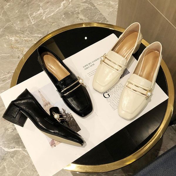 square toe metal decoration pearl shoes woman slip on solid brief thick high heels casual brief comfy british pumps sewing shoes, Black
square toe metal decoration pearl shoes woman slip on solid brief thick high heels casual brief comfy british pumps sewing shoes, Black