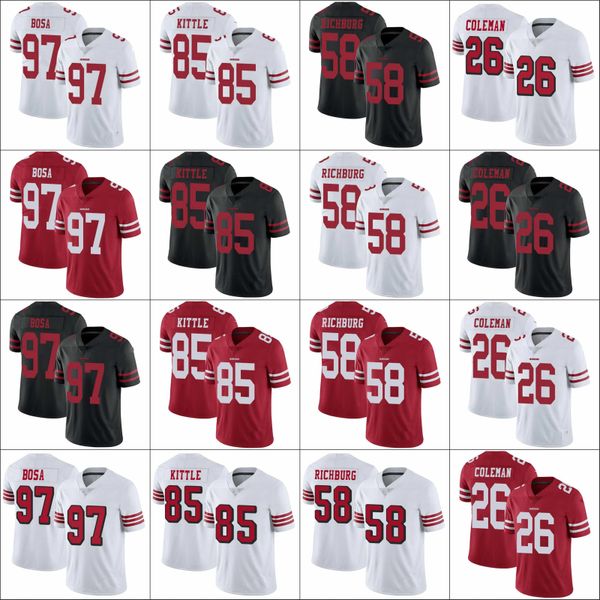 san francisco 49ers men #97 nick bosa 85 george kittle 58 weston richburg 26 tevin coleman women youth nfl football jersey, Black;red
san francisco 49ers men #97 nick bosa 85 george kittle 58 weston richburg 26 tevin coleman women youth nfl football jersey, Black;red