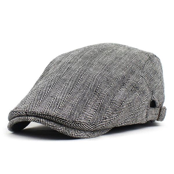 plaid print newsboy caps cotton flat peaked cap men and women painter beret hats 11, Blue;gray