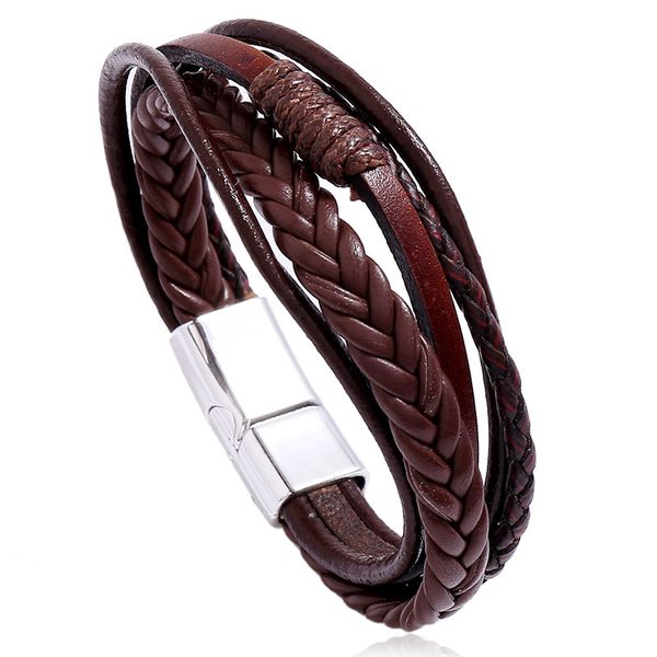 bracelet of fashion jewelry retro hand-woven mens multilayer alloy magnet buckle imitation leather bracelet for men, Black
bracelet of fashion jewelry retro hand-woven mens multilayer alloy magnet buckle imitation leather bracelet for men, Black