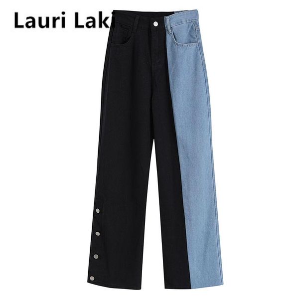 lauri laki patchwork high waist jeans women vintage wide leg straight jeans plus size boyfriend streetwear denim 2020, Blue
lauri laki patchwork high waist jeans women vintage wide leg straight jeans plus size boyfriend streetwear denim 2020, Blue