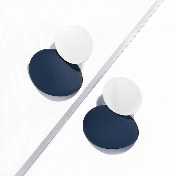 aensoa fashion brand simple design round painting drop earring for women blue color korean alloy geometric statement earring, Silver
aensoa fashion brand simple design round painting drop earring for women blue color korean alloy geometric statement earring, Silver