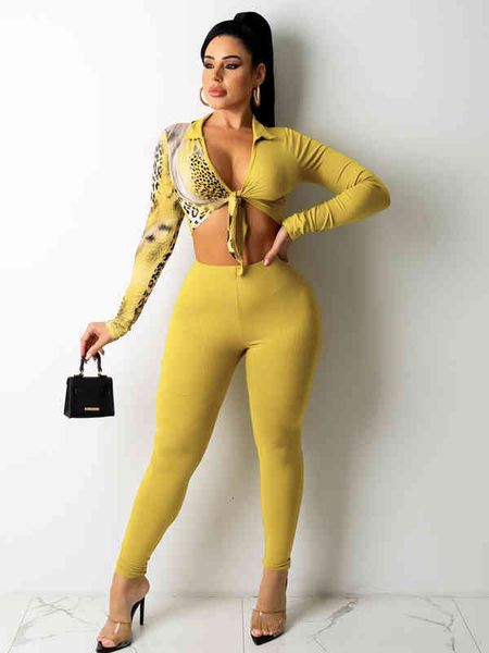 ladies long sleeve lapel lace up fashion leisure pit strip positioning leopard print two-piece set, Gray
ladies long sleeve lapel lace up fashion leisure pit strip positioning leopard print two-piece set, Gray