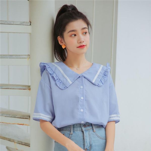 2019 new japan style симпатичные sailor воротник с коротким рукавом рубашки лета женщин вскользь сыпучие блуза институт ветер женщина kawaii, White
2019 new japan style симпатичные sailor воротник с коротким рукавом рубашки лета женщин вскользь сыпучие блуза институт ветер женщина kawaii, White