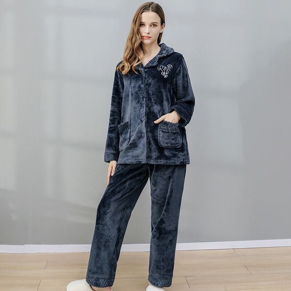2021 new women's autumn winter velvet pajama sets plus size thick sleepwear female down collar single breasted solid nightwear xma5, Black;red
2021 new women's autumn winter velvet pajama sets plus size thick sleepwear female down collar single breasted solid nightwear xma5, Black;red