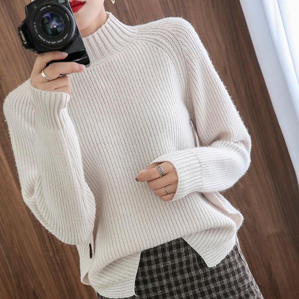 women's half turtleneck big buttons thick sweater natural wool winter warm knitted full sleeves pullover short female 1, White;black
women's half turtleneck big buttons thick sweater natural wool winter warm knitted full sleeves pullover short female 1, White;black