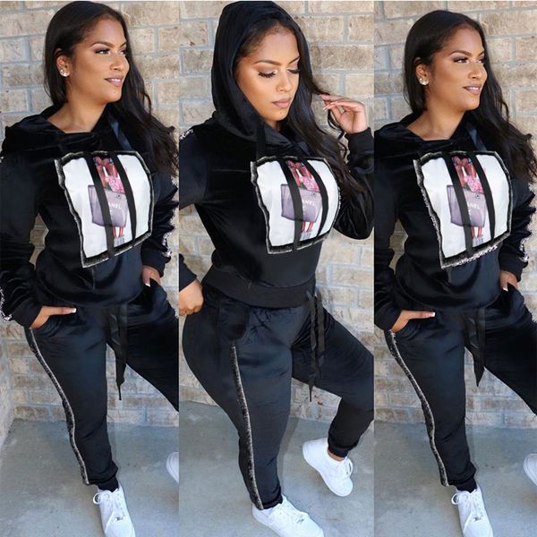 spring and autumn winter european and american women's hooded casual suit long sleeve hoodie patch decorative sports pants, Gray
spring and autumn winter european and american women's hooded casual suit long sleeve hoodie patch decorative sports pants, Gray