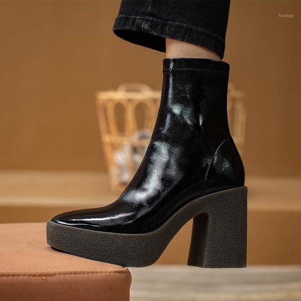 fashion elegant genuine leather women ankle boots 2020 autumn winter platform thick high heels pumps working basic shoes woman1, Black
fashion elegant genuine leather women ankle boots 2020 autumn winter platform thick high heels pumps working basic shoes woman1, Black