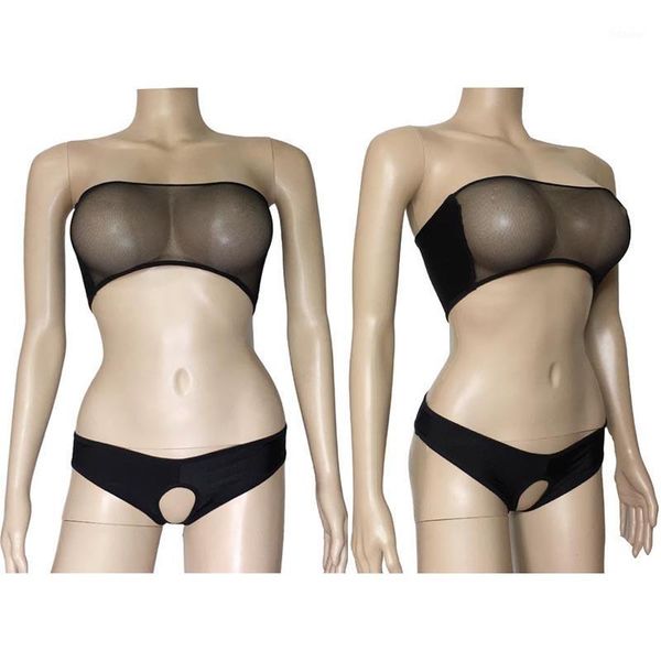 women's see through mesh bandeau sheer strapless crop and open crotch crotchless shorts bottom bikini lingerie1, Red;black
women's see through mesh bandeau sheer strapless crop and open crotch crotchless shorts bottom bikini lingerie1, Red;black
