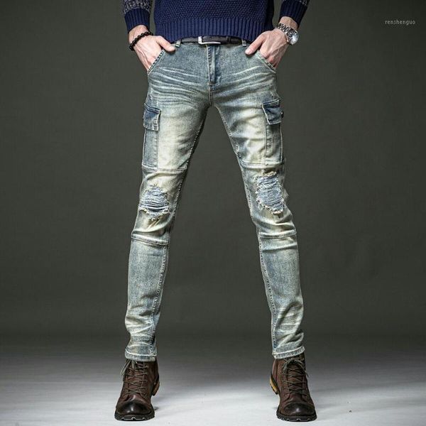 new fashion male men's retro jeans hole patch casual stretch overalls stitching american trendy denim pants1, Blue
new fashion male men's retro jeans hole patch casual stretch overalls stitching american trendy denim pants1, Blue