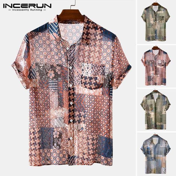 men's casual shirts incerun men ethnic style printed shirt short sleeve lapel camisa loose breathable blouse man floral pockrts hawaiia, White;black
men's casual shirts incerun men ethnic style printed shirt short sleeve lapel camisa loose breathable blouse man floral pockrts hawaiia, White;black