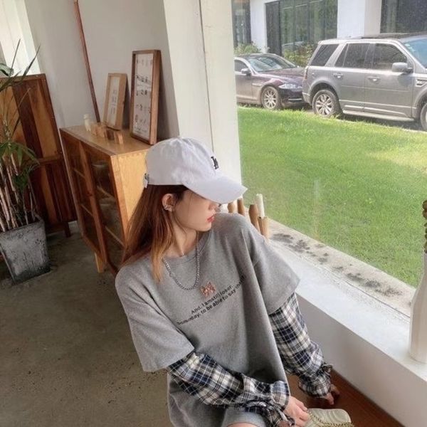 usbdj spring two autumn korean women's casual versatile sequin letter plaid stitching sleeve loose and piece long t-shirt sequinssequin, White
usbdj spring two autumn korean women's casual versatile sequin letter plaid stitching sleeve loose and piece long t-shirt sequinssequin, White