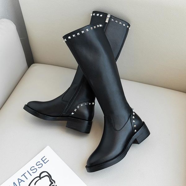 2021 genuine leather women knee high boots fashion rivets med heels female night club shoes woman new big size boots, Black
2021 genuine leather women knee high boots fashion rivets med heels female night club shoes woman new big size boots, Black
