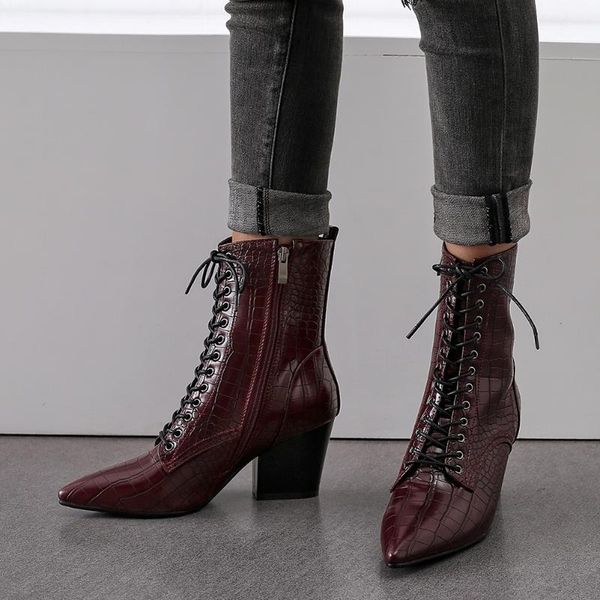 boots brand big size 43 pointed toe chunky heels shoelaces ankle booties office ladies elegant shoes women, Black
boots brand big size 43 pointed toe chunky heels shoelaces ankle booties office ladies elegant shoes women, Black