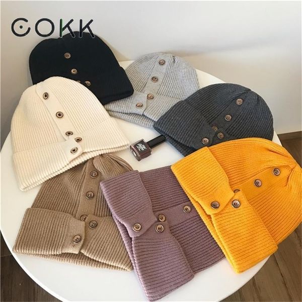 cokk winter hats for women beanies wool knitted cap ladies simple warm bonnet gorras hat with button korean style new y201024, Blue;gray
cokk winter hats for women beanies wool knitted cap ladies simple warm bonnet gorras hat with button korean style new y201024, Blue;gray