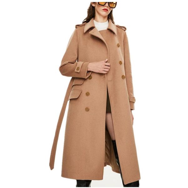 women's wool & blends winter woolen coat women fashion classic overcoat thick elegant long jackets streetwear, Black
women's wool & blends winter woolen coat women fashion classic overcoat thick elegant long jackets streetwear, Black