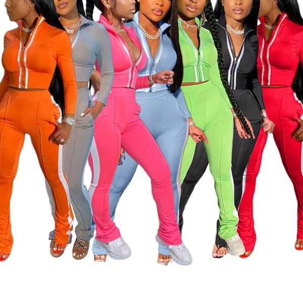 women 2 pcs tracksuit sets long sleeve lapel zipper crop + long pant fitness elastic outfits sport clothes for women, White;black
women 2 pcs tracksuit sets long sleeve lapel zipper crop + long pant fitness elastic outfits sport clothes for women, White;black
